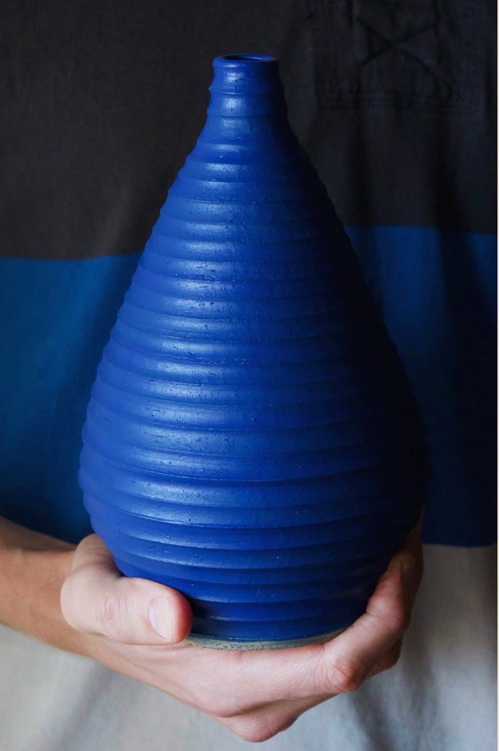 Naeos one-of-a-kind handmade stoneware tall column vase — singular sculptural ceramic object