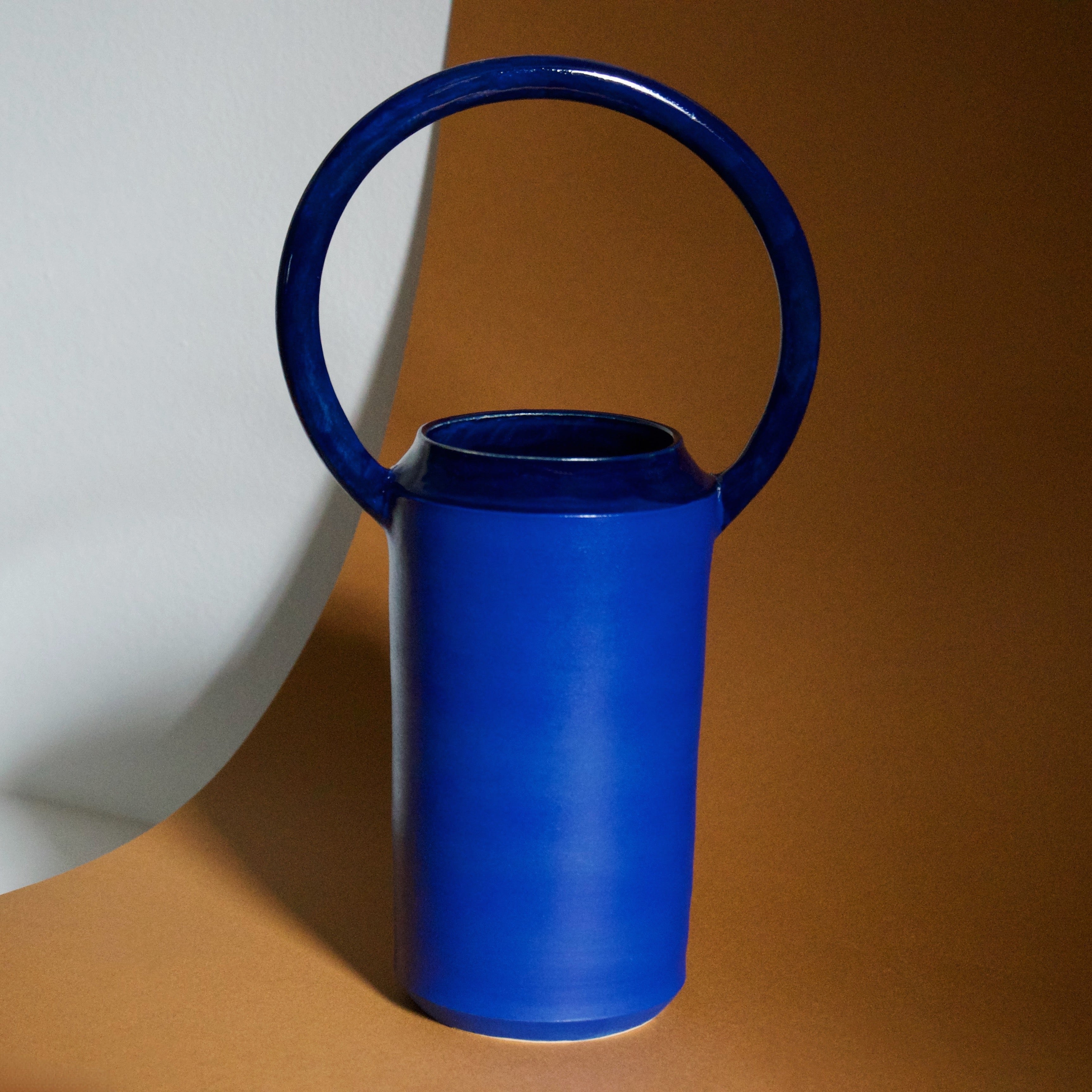 Handmade stoneware hoop vase by Naeos — one of a kind sculptural ceramic object