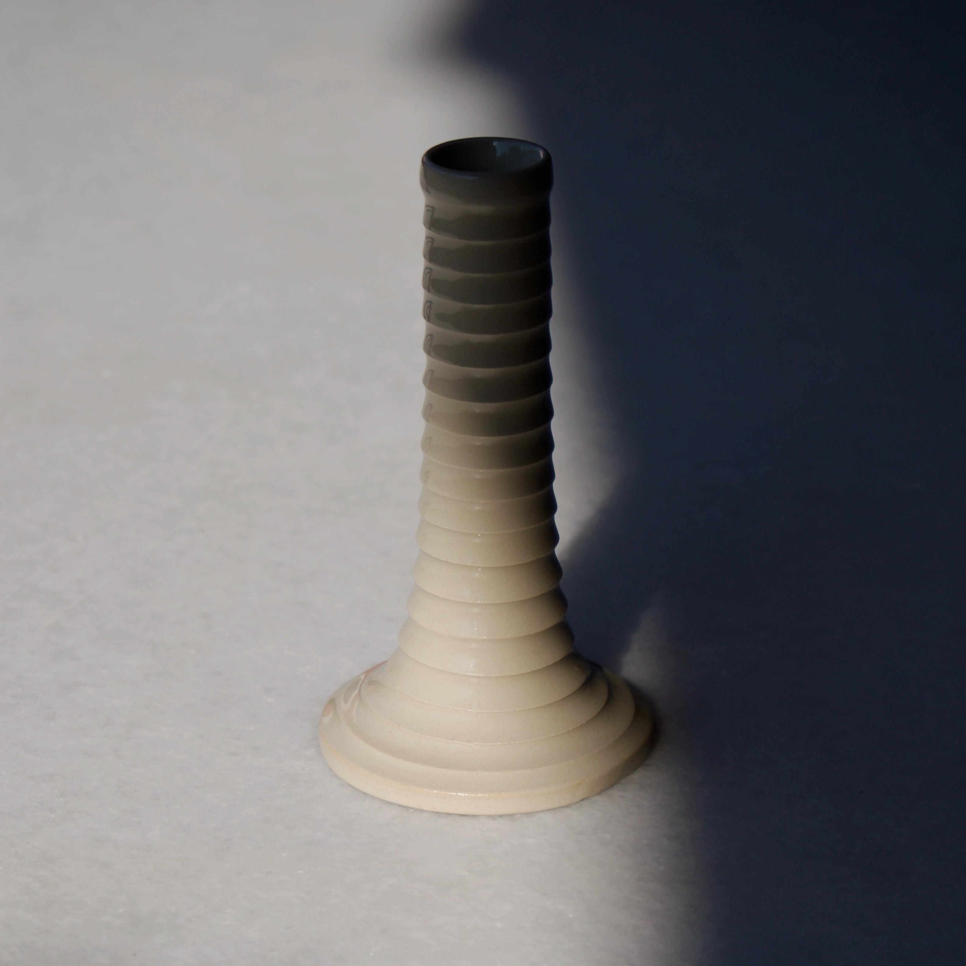 Naeos column candlestick in Natural Gloss stoneware — architectural decorative object