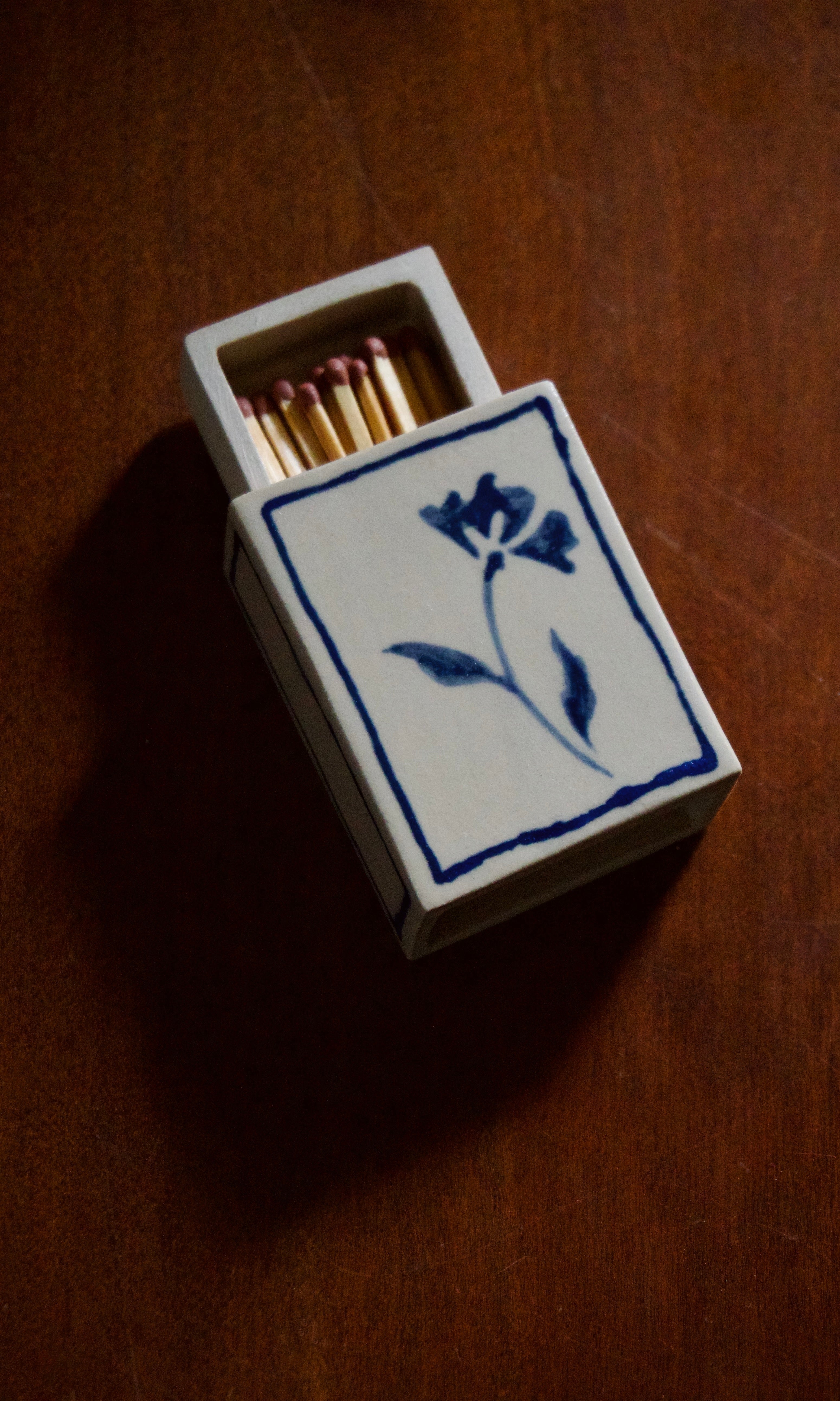 Naeos handmade stoneware flower matchbox — luxury ceramic decorative object for the home