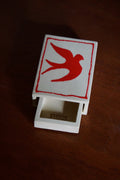 Naeos handmade stoneware bird matchbox — ceramic decorative object with hand-detailed bird motif